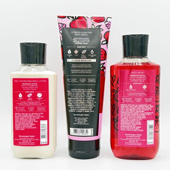 Strawberry Pound Cake Bath & Body Works Bundle: Lotion, Cream & Shower Gel - Picture 2 of 2